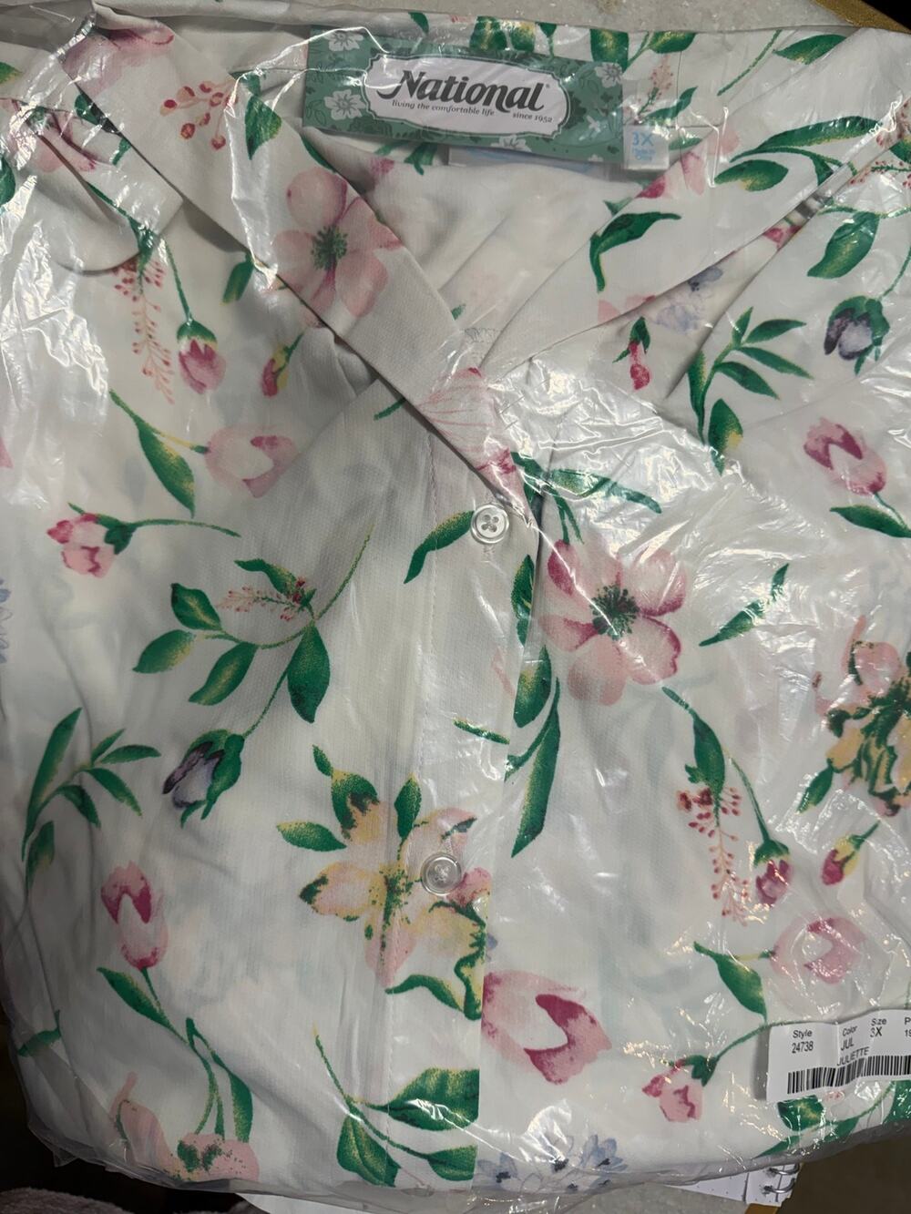 3X Plus Size National style 24738 NWT Light Weight Button Front